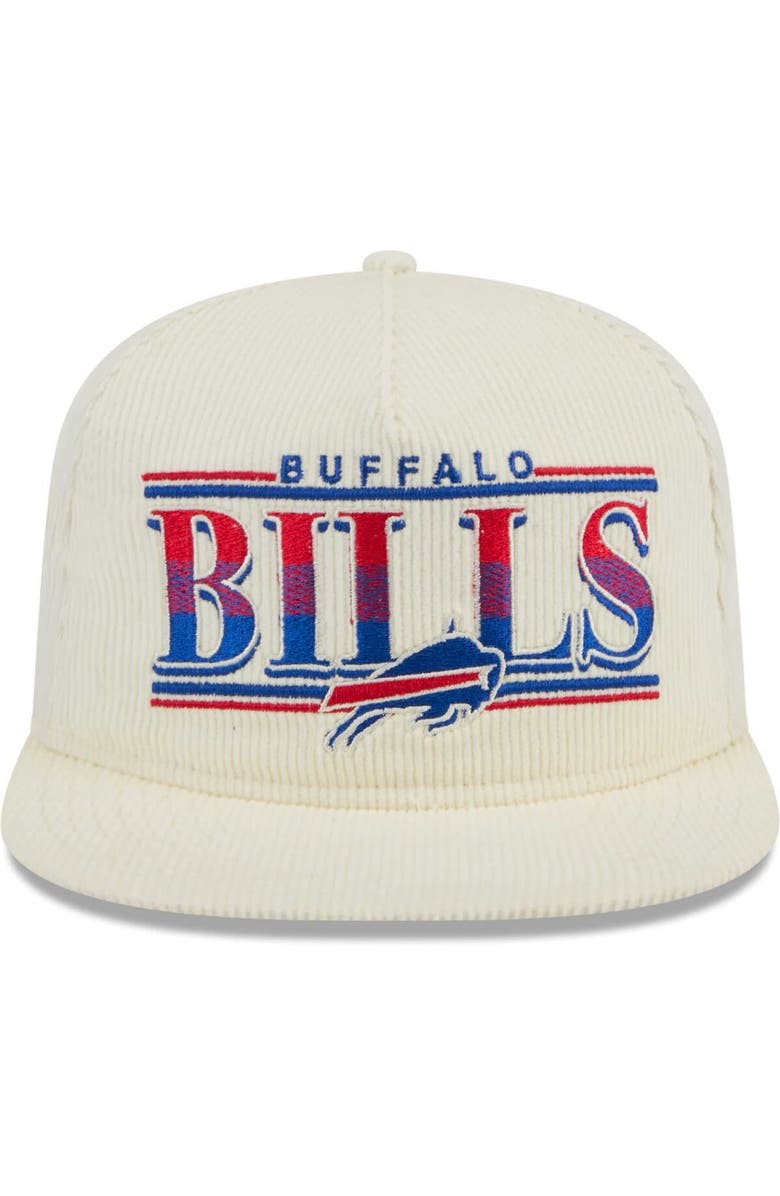 New Era Men's New Era Cream Buffalo Bills Throwback Corduroy Golfer Snapback Hat, Alternate, color, 