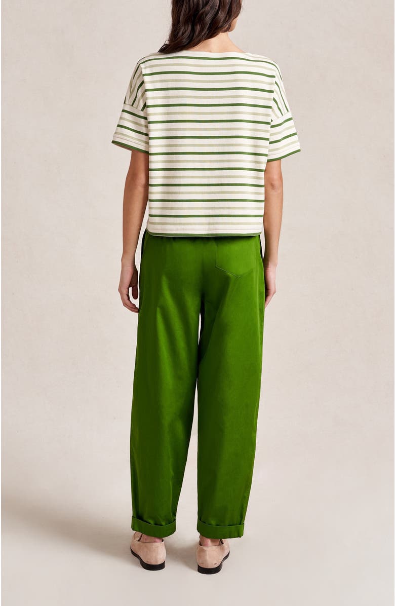 La Ligne Short Sleeve Breton Tee, Alternate, color, Ecru/Cactus/Celadon