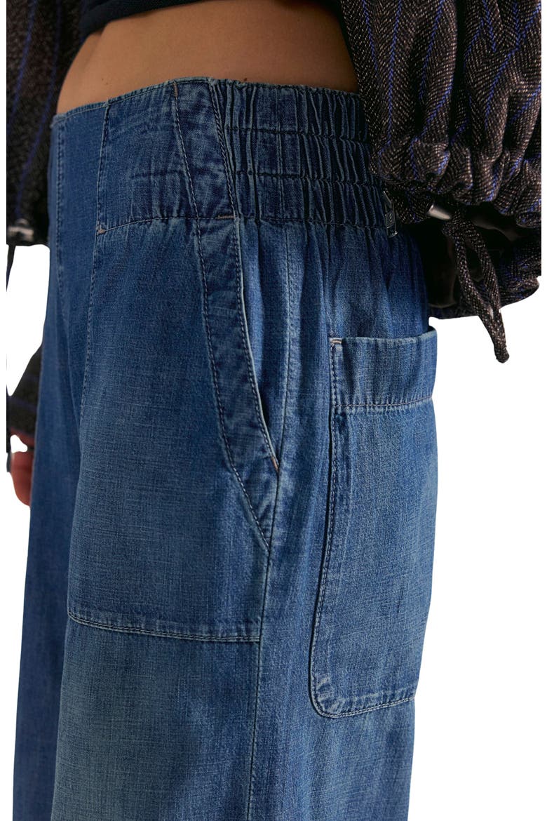 We The Free Breezy Pull-On Wide Leg Jeans, Alternate, color, COBALT