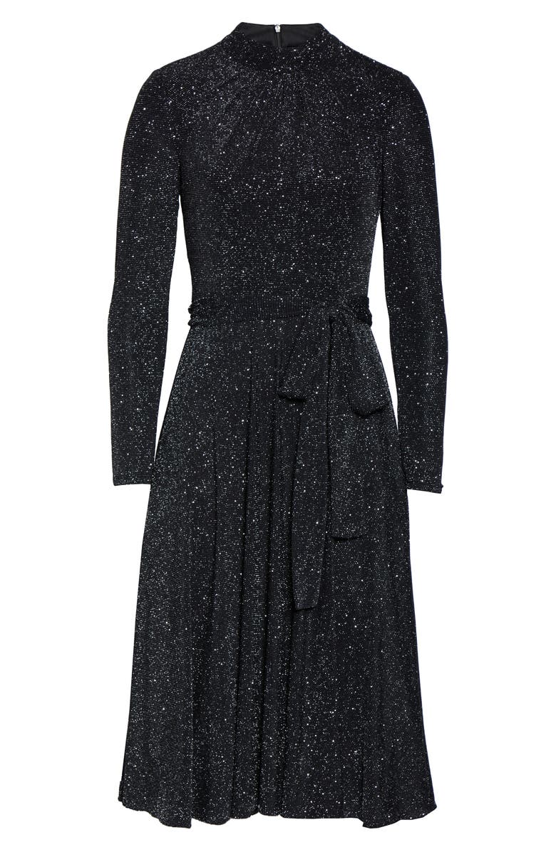 Eliza J Glitter Long Sleeve Mock Neck Dress, Alternate, color, 