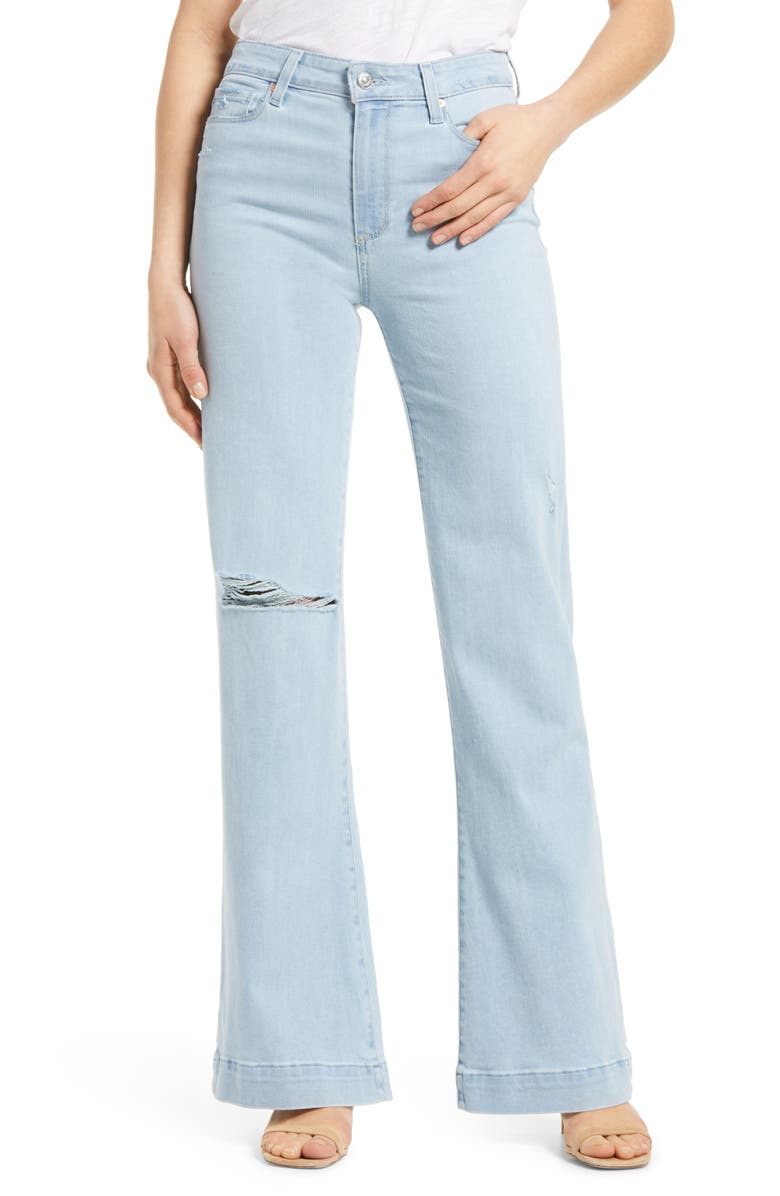 PAIGE Leenah Ripped High Waist Wide Leg Jeans, Main, color, 
