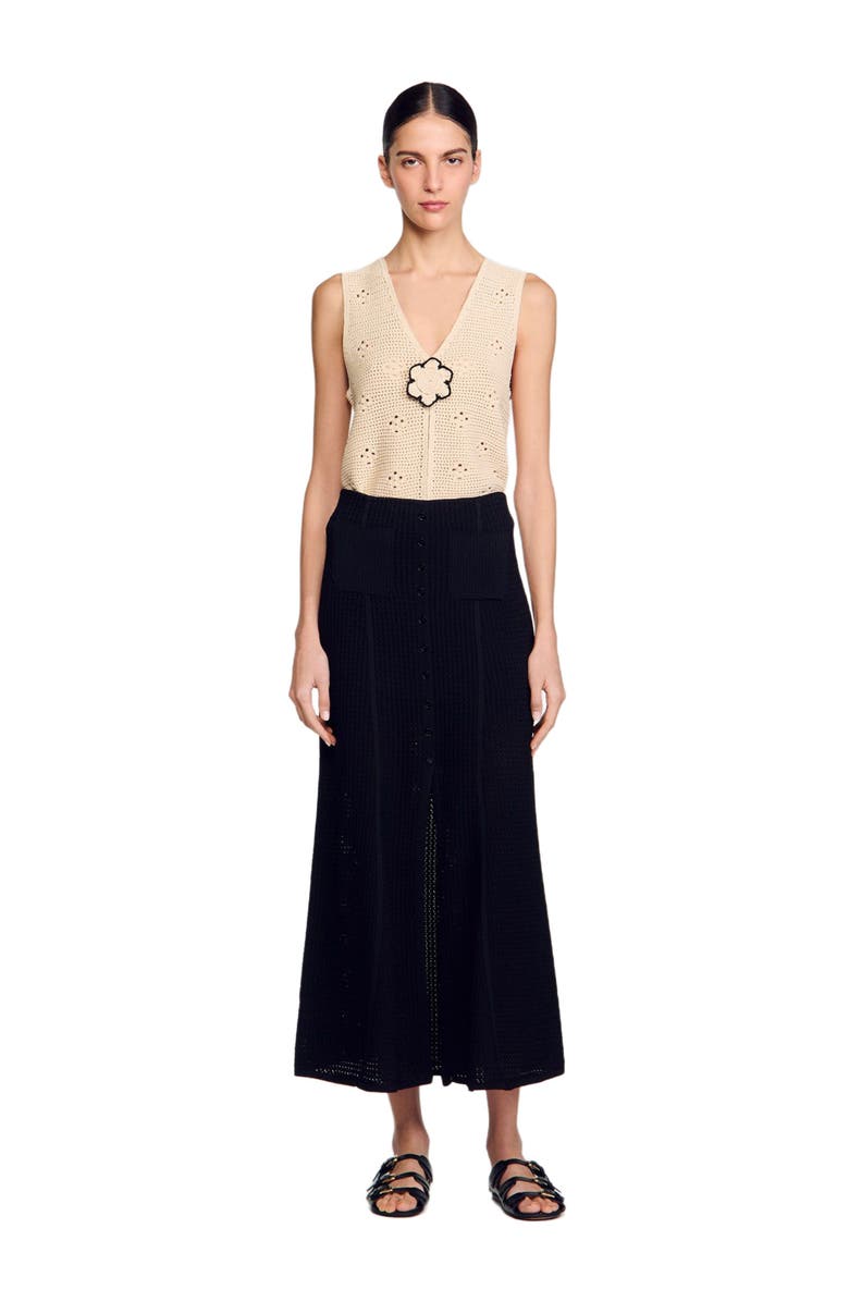 SANDRO Long decorative knit skirt, Main, color, 