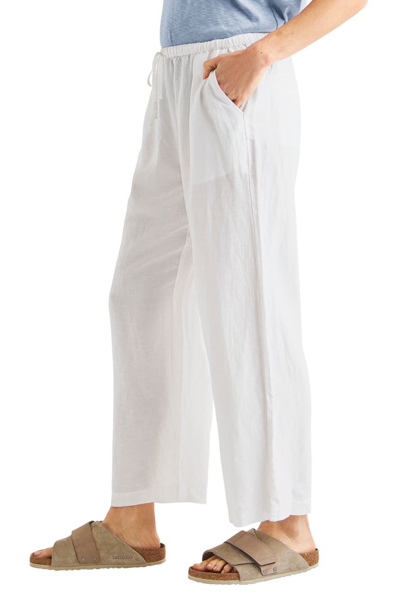 Dawson Linen Blend Drawstring Pants, Alternate, color, WHITE