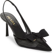 Prada Mesh Bow Slingback Pump