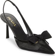 Prada Mesh Bow Slingback Pump