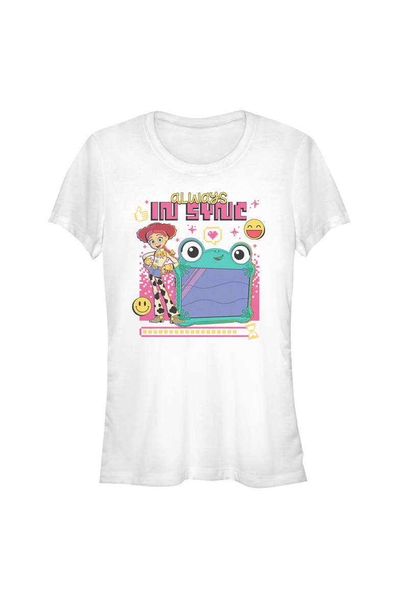 Junior's Toy Story 5 Always In Sync Lily And Jessie  Graphic T-Shirt, Main, color, White