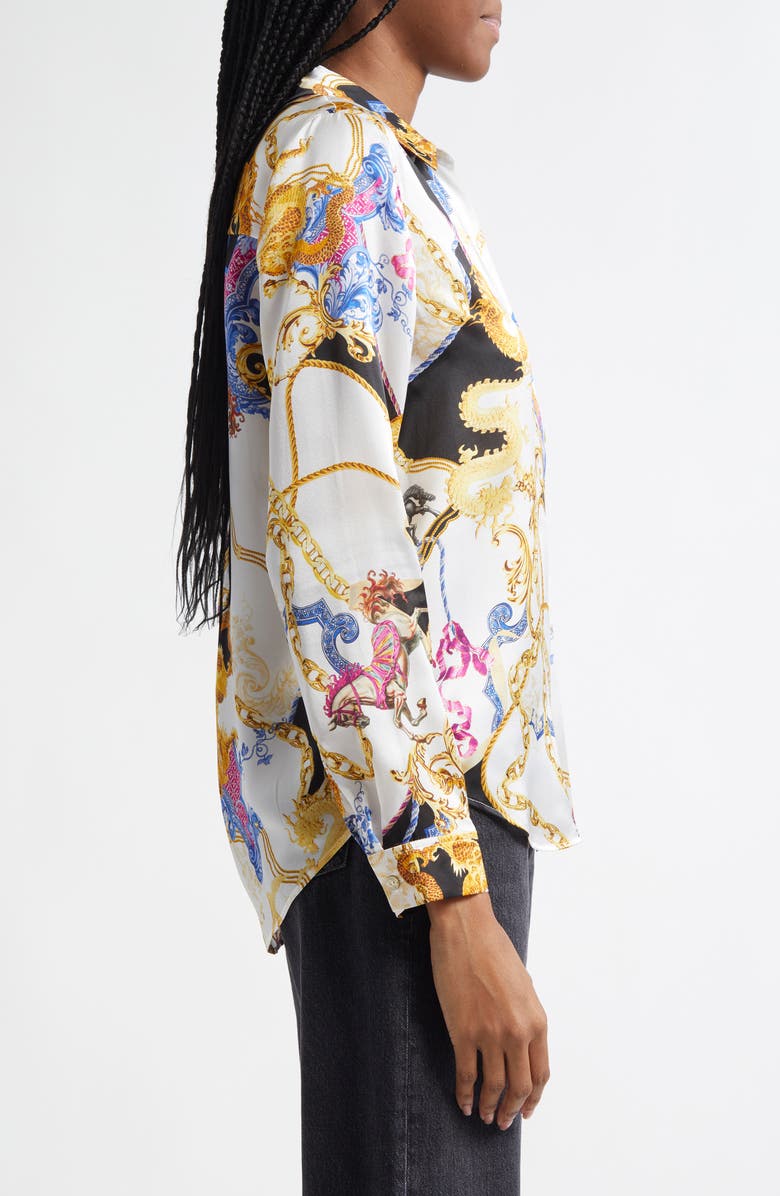 L'AGENCE Tyler Fantasy Print Silk Button-Up Shirt, Alternate, color,