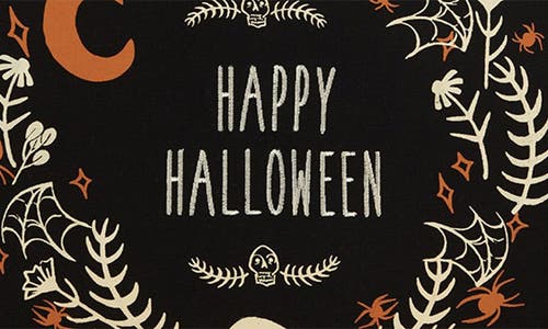 Design Imports Spooky Wreath Embellised Set Of Four Placemats In Black