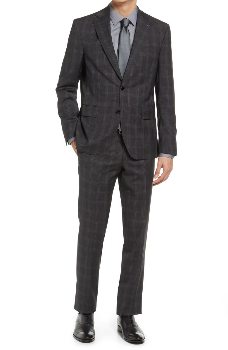 Ted Baker London Roger Extra Slim Fit Plaid Wool Suit, Main, color, 