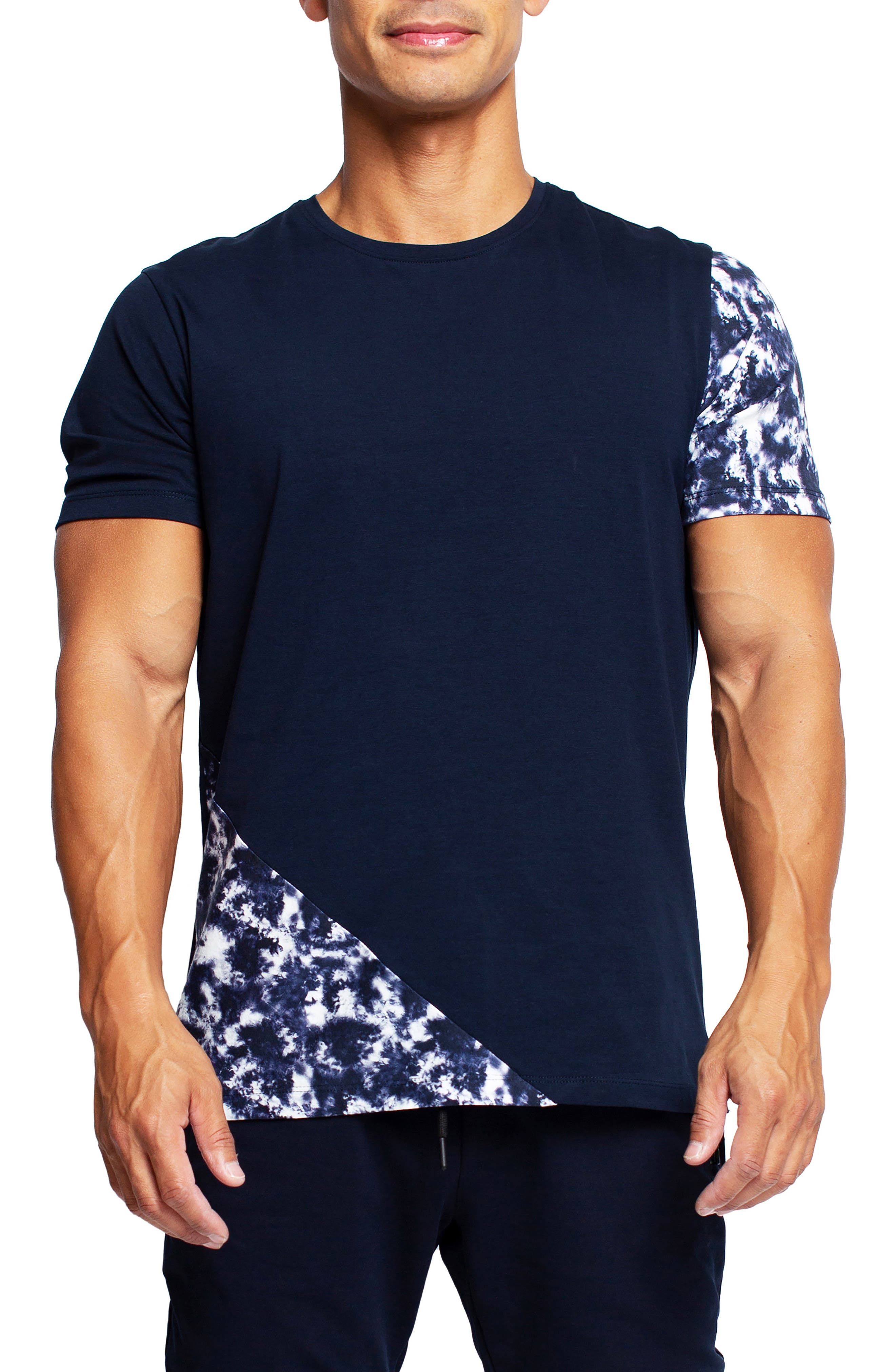 Maceoo Panel Tie Dye Blue T-Shirt