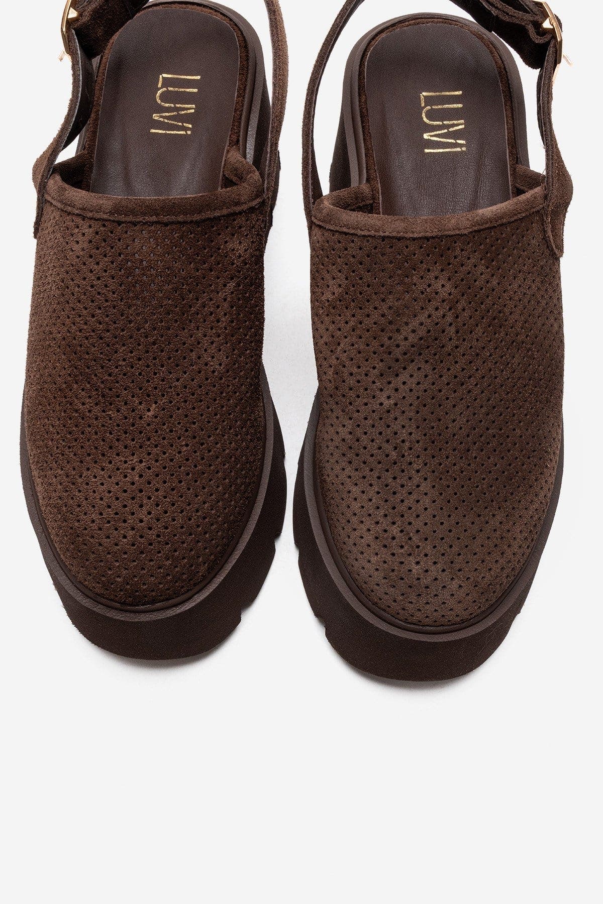 Forever & Always Shoes Caldris Leather Platform Sandal, Alternate, color, Brown Suede