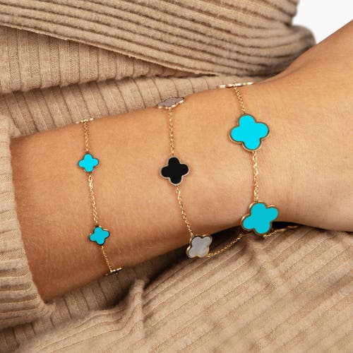 The Lovery Fine Jewelry Mini Turquoise Clover Bracelet In Blue