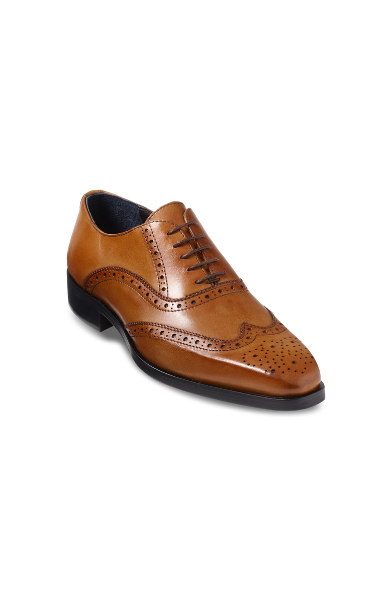 Paul Fredrick Leather Wing Tip Oxford Shoes, Main, color, Chestnut