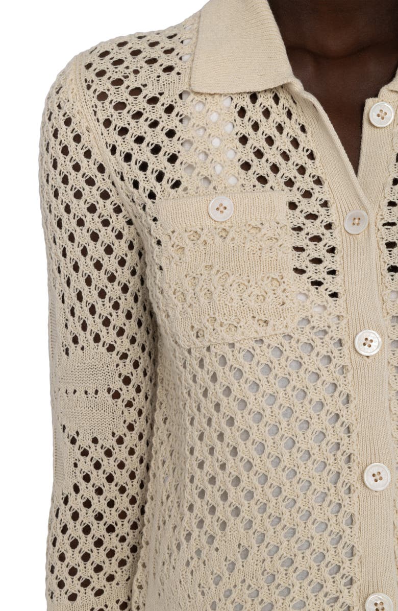 Zadig & Voltaire Voltyz Open Stitch Button Front Shirt, Alternate, color, Ecru