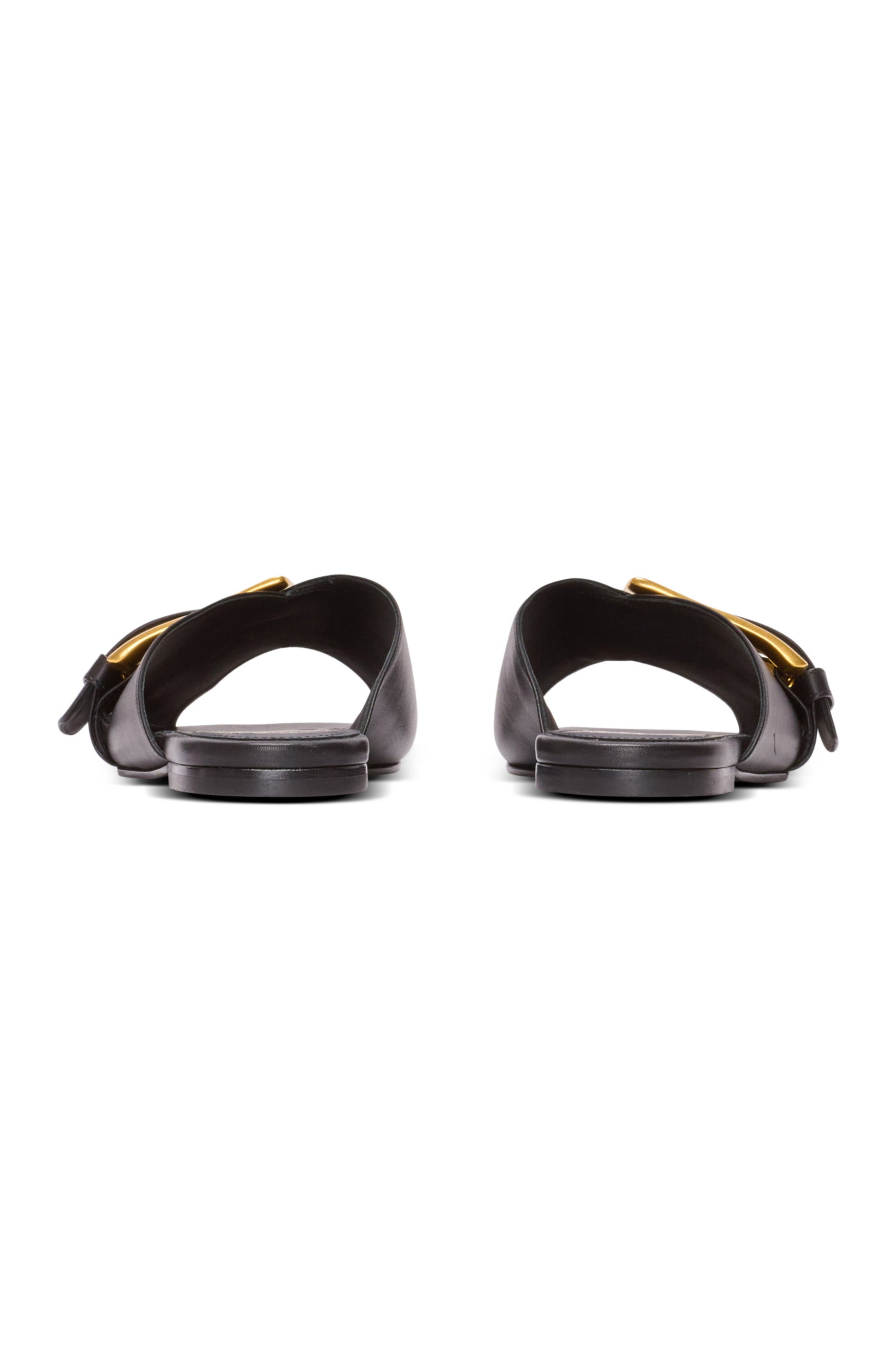 Anthem flat calfskin leather sandals, Alternate, color, black