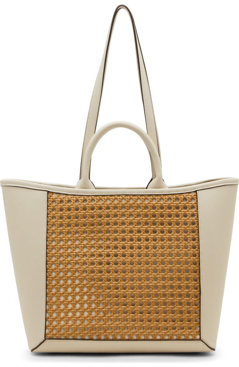 Anne Klein Cane Medium Tote Bag, Alternate, color, Parchment