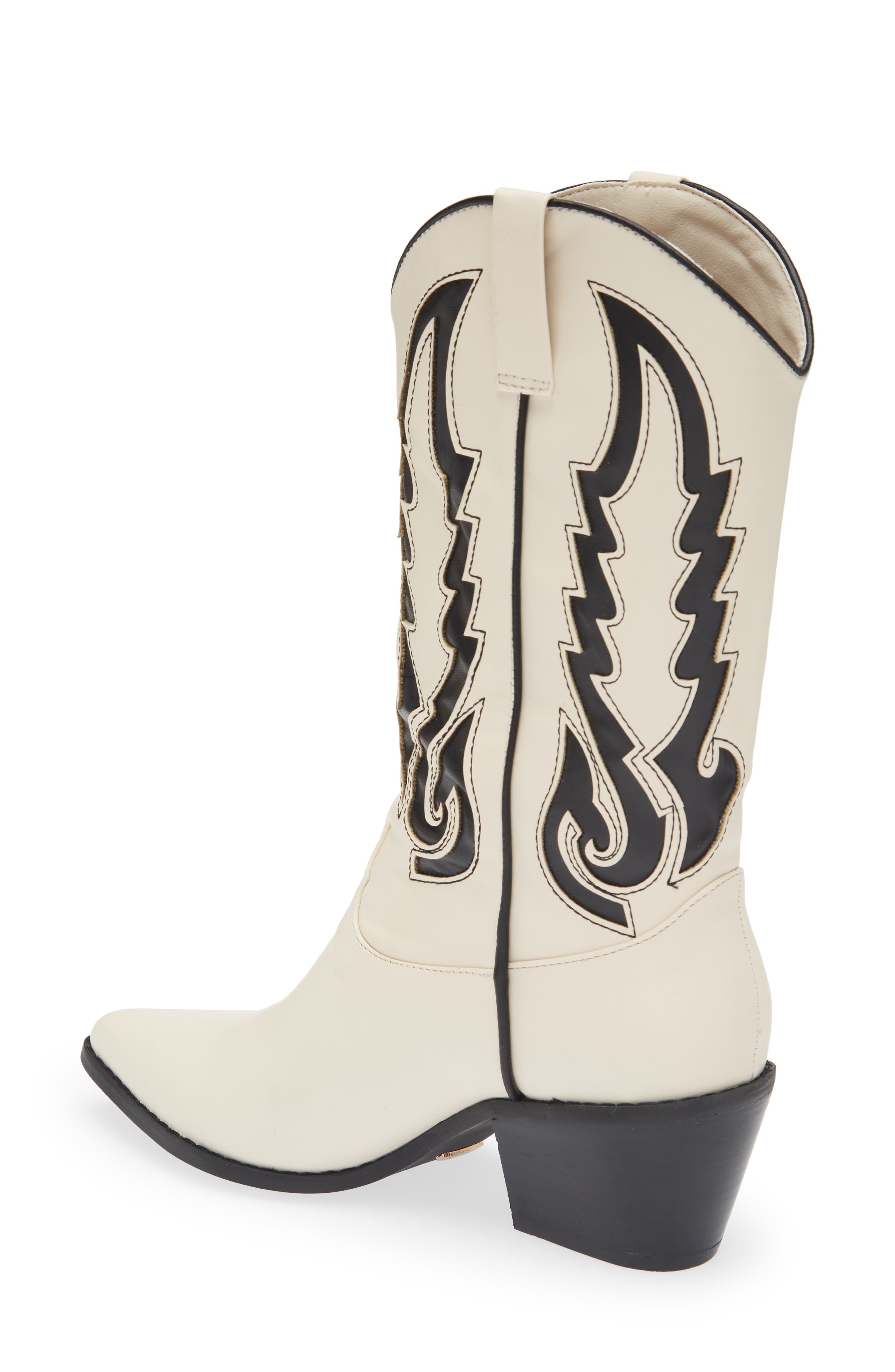 Norva Western Pointed Toe Boot, Alternate, color, BONE/ BLACK