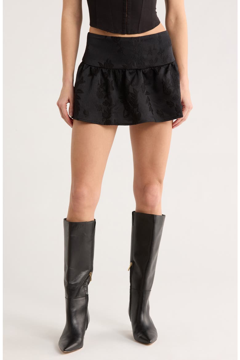 Raffita Satin Jacquard Miniskirt, Main, color, BLACK