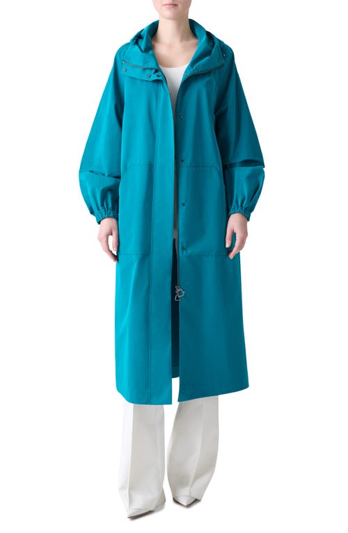 Akris Zachary Water-resistant Techno Gabardine Long Coat In Blue