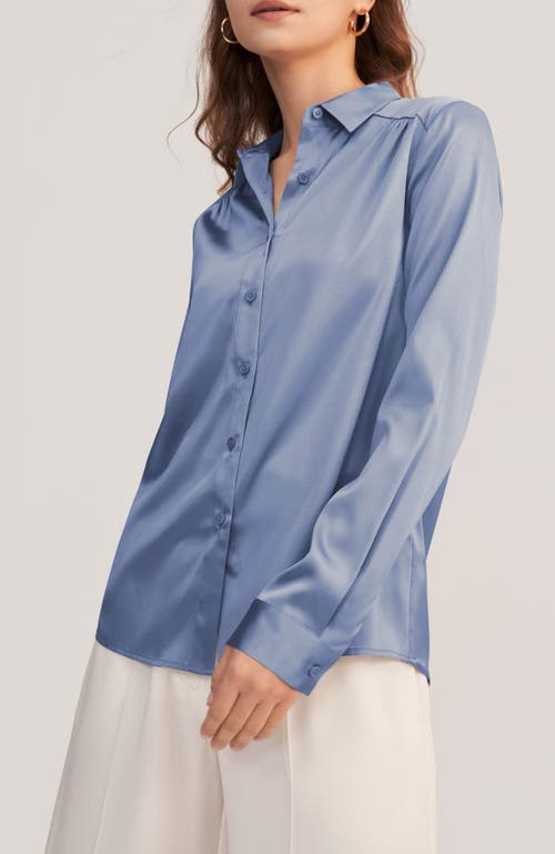 Lilysilk Long Sleeves Collared Silk Blouse In Blue
