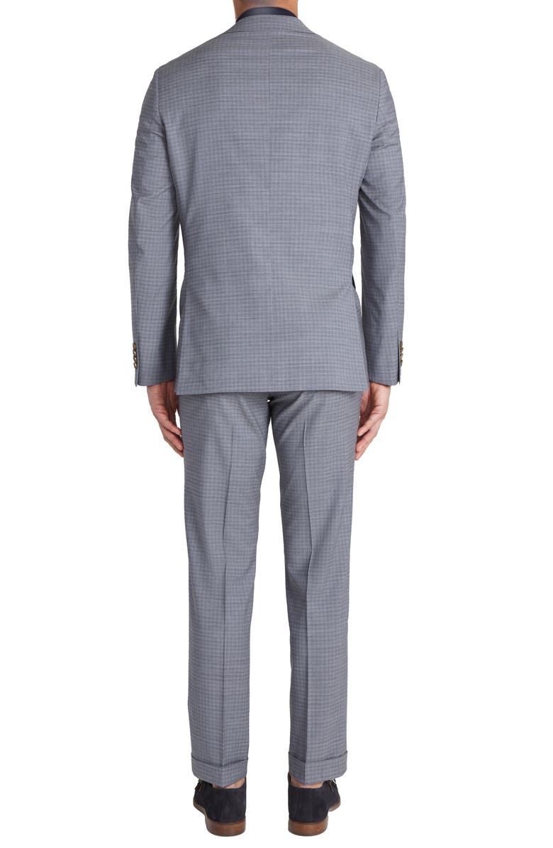 Jack Victor Dean Soft Constructed Plaid Stretch Wool Suit, Alternate, color, Grey