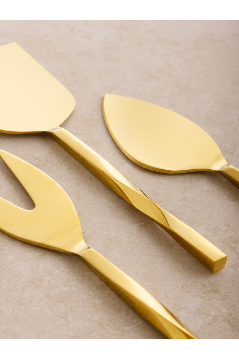 Oslo Cheese Knives, Set of 3, Alternate, color, Gold