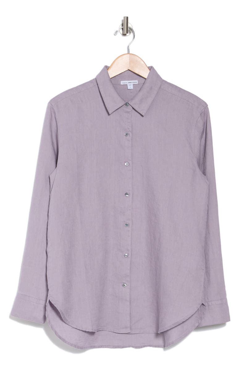 James Perse Linen Button-Up Shirt, Alternate, color, Iris