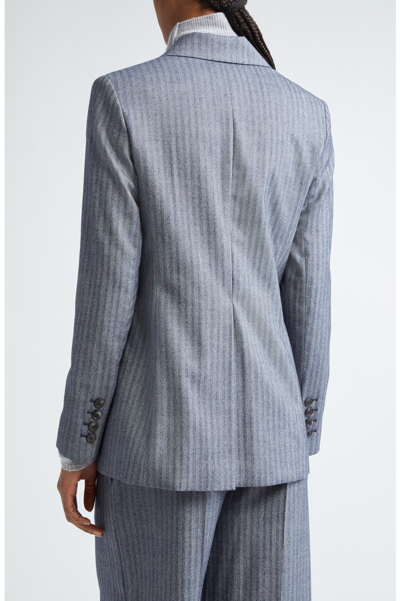 Double Breasted Herringbone Stretch Wool Blazer, Alternate, color, DENIM BLUE