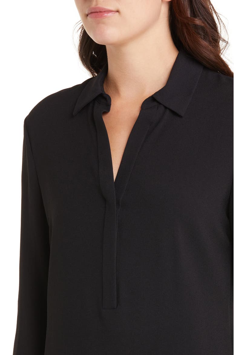 Slim Fit Long Sleeve Polo Dress, Alternate, color, BLACK