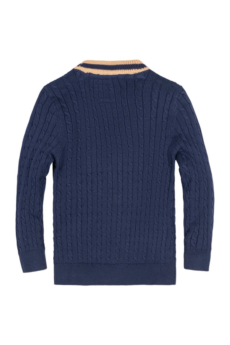 Baby Boys' Organic Cable Cardigan, Infant, Alternate, color, Navy Cable with Camel