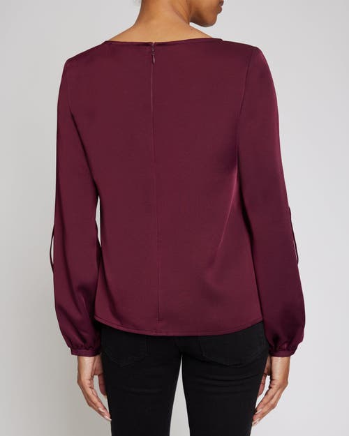 Santorelli Livi Long Sleeve Top With Grommet Detail In Fluid Crepe In Purple