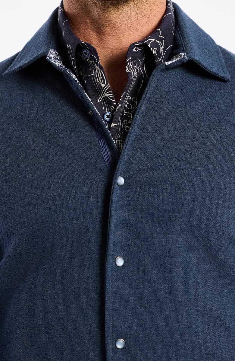 Robert Graham Kellan Knit Snap-Up Shirt Jacket, Alternate, color, Navy