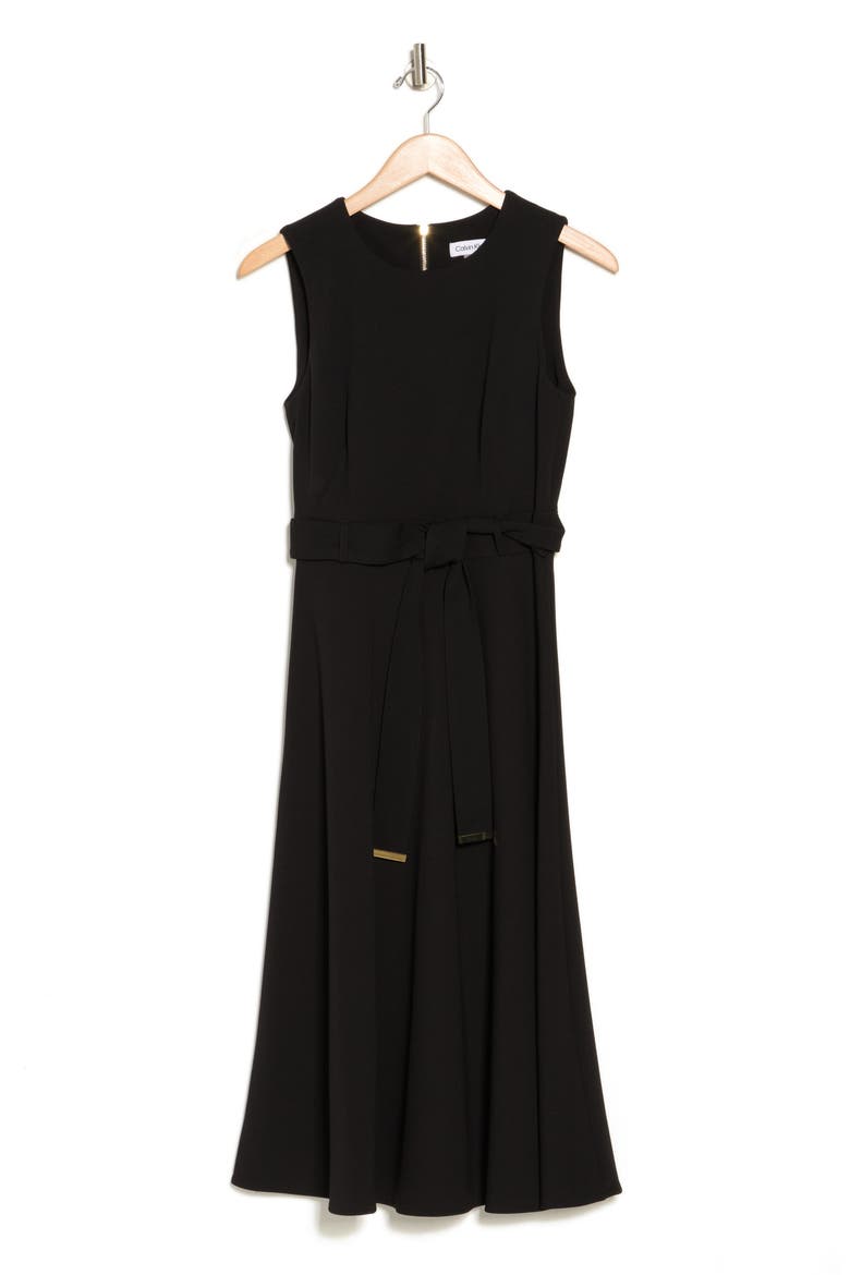 Belted Midi Dress, Alternate, color, BLACK