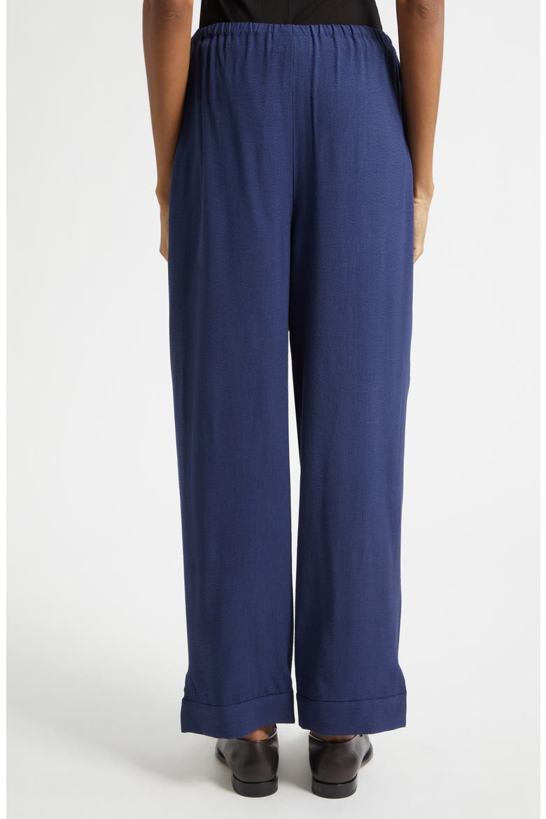 Micro Leopard Spot Jacquard Wide Leg Pants, Alternate, color, NAVY