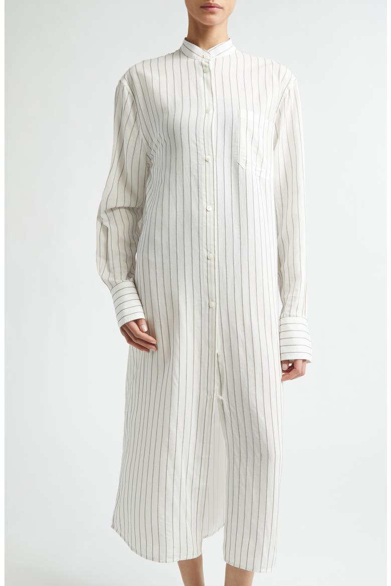 Stripe Long Sleeve Tunic Shirtdress, Alternate, color, WHITE/ OYSTER