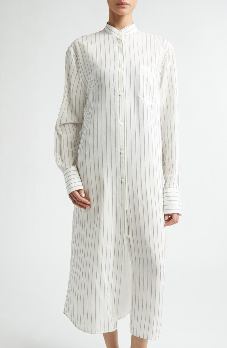 TOTEME Stripe Long Sleeve Tunic Shirtdress, Alternate, color, White/ Oyster