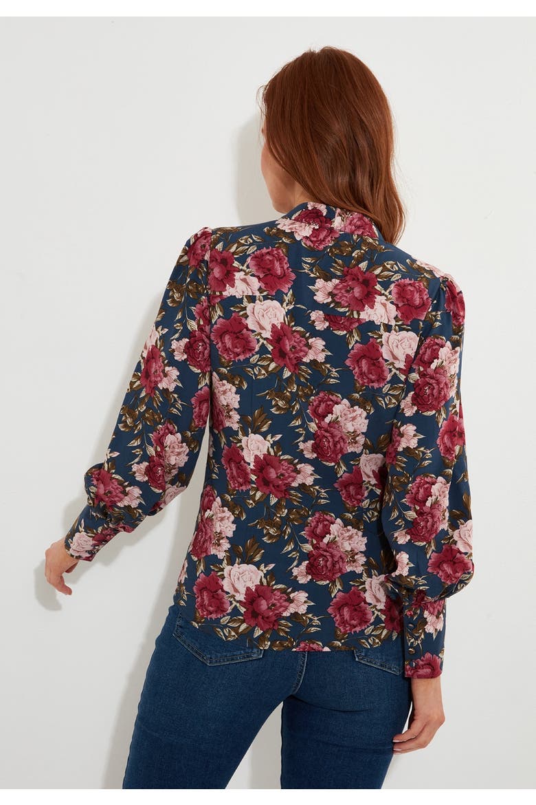Tie Neck Blouse, Alternate, color, CABBAGE FLORAL