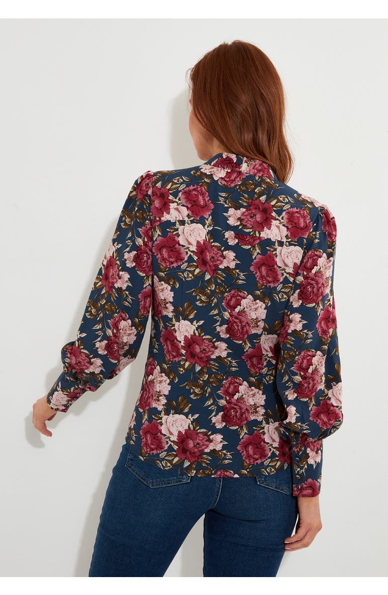 Joe Browns Tie Neck Blouse, Alternate, color, Cabbage Floral
