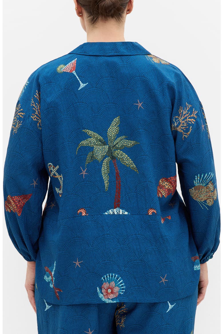 Tia Oversize Tie Front Top, Alternate, color, NAVY SEA BDR