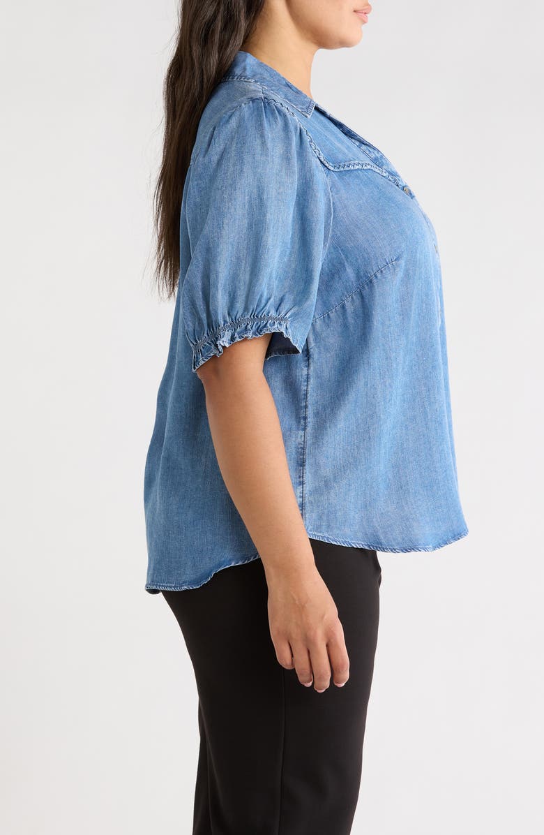 beachlunchlounge Inara Denim Top, Alternate, color, Medium Wash