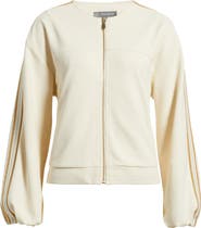 Wit & Wisdom Stripe Trim Front Zip Jacket