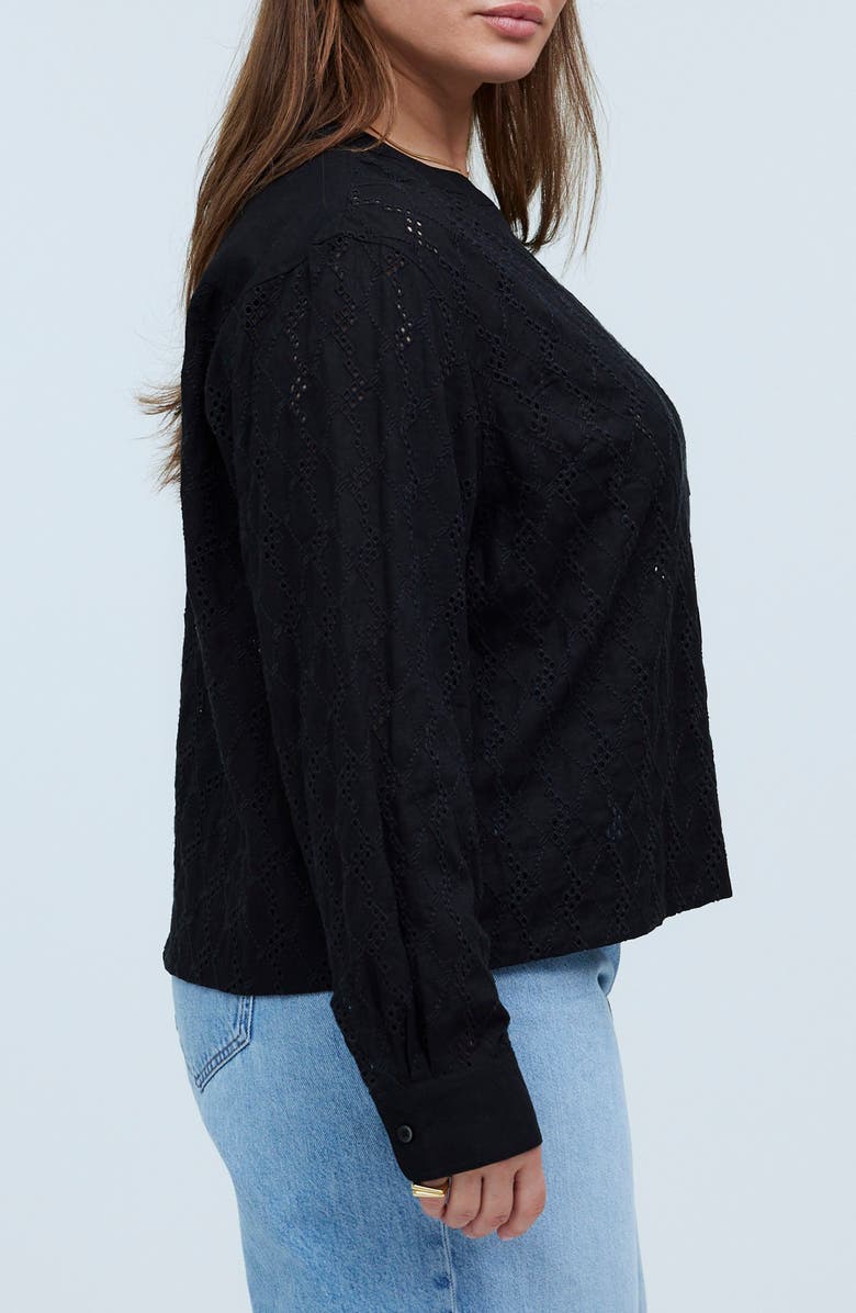 Madewell Long Sleeve Eyelet Top, Alternate, color, 