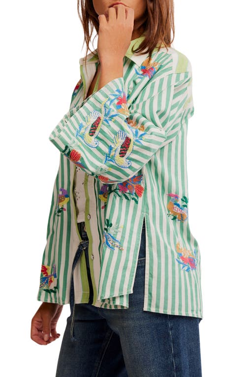 Free People The Bird Embroidered Button-up Shirt