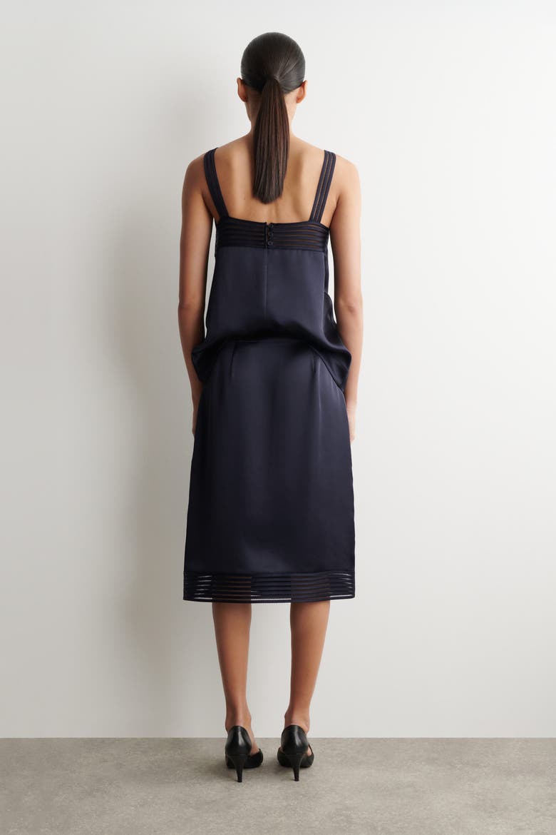 Open-stitch Wrap Skirt, Alternate, color, NAVY
