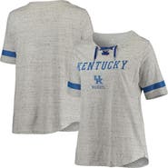 PROFILE Women's Heathered Gray/Royal Kentucky Wildcats Plus Size Lace-Up V-Neck T-Shirt