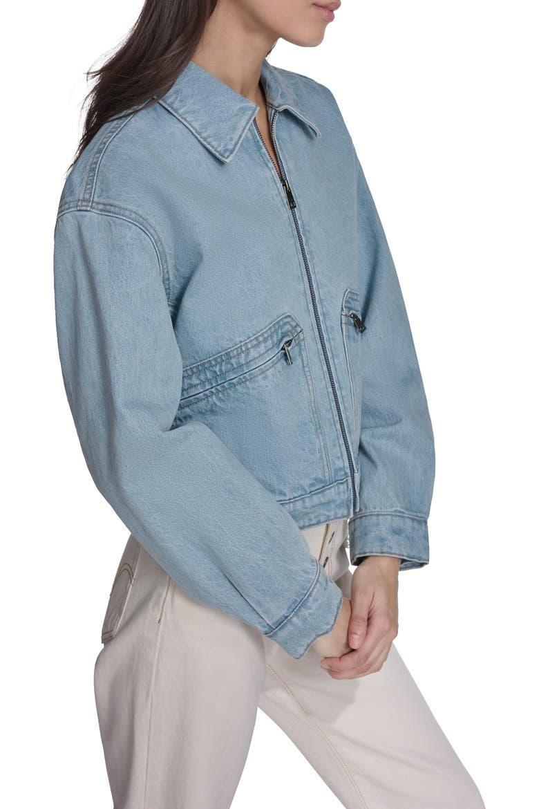 Crop Utility Jacket, Alternate, color, LIGHT WASH DENIM