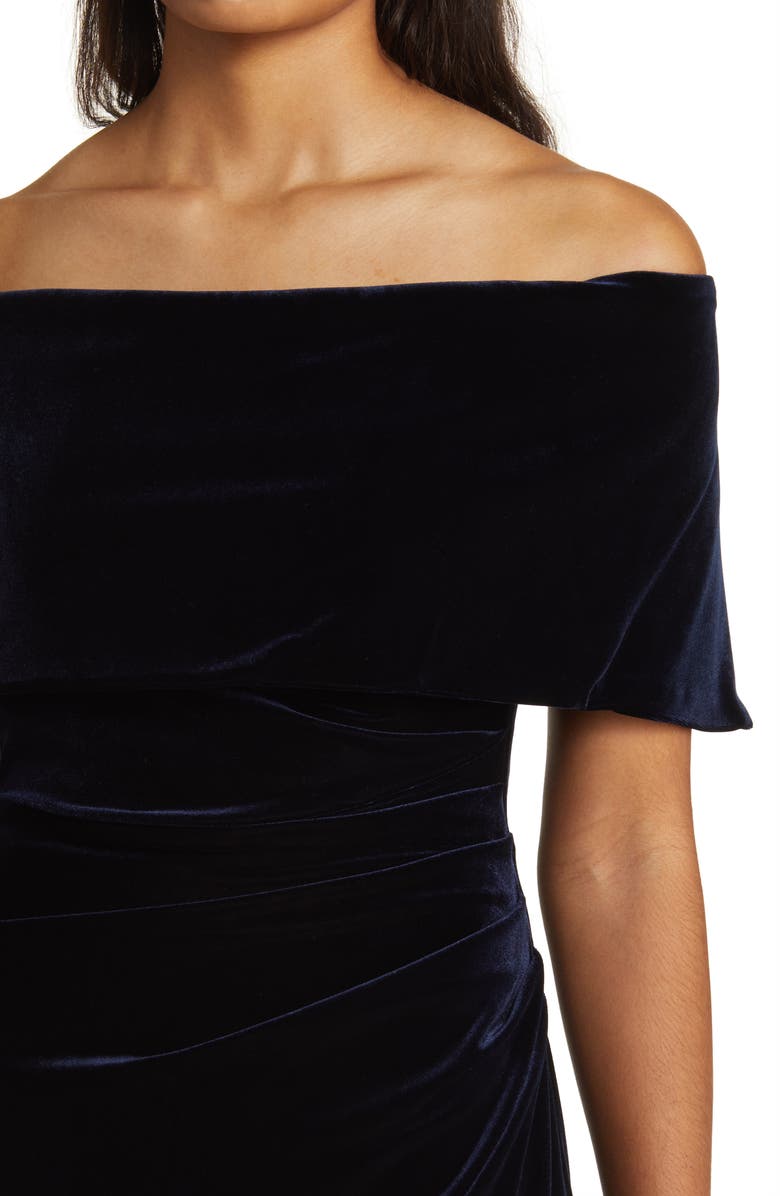 Vince Camuto Off the Shoulder Velvet Gown, Alternate, color,