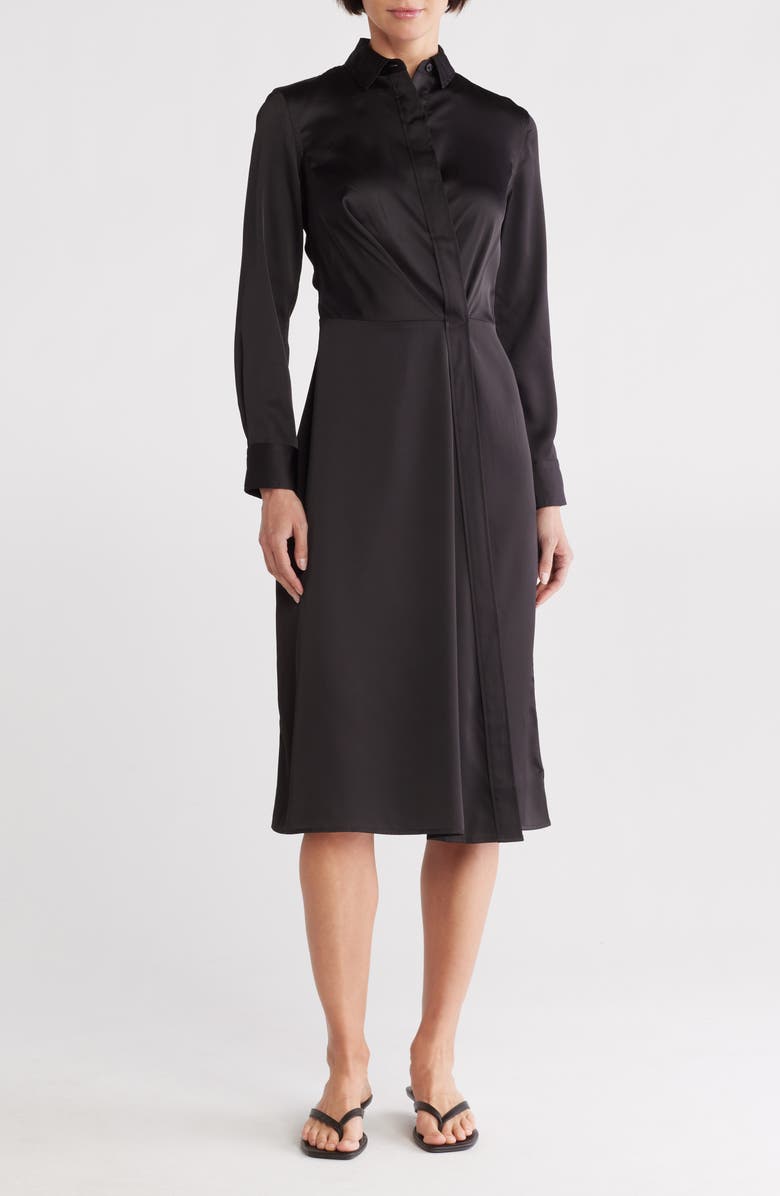 rag & bone Danica Satin Shirtdress, Main, color, Black
