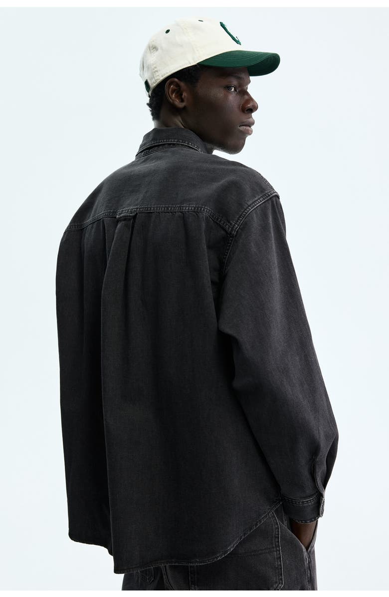 H&M Oversized denim shirt, Alternate, color, Denim Black