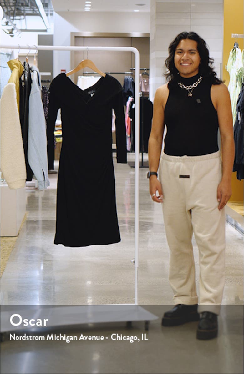 Long Sleeve Ruched Cocktail Dress, sales video thumbnail